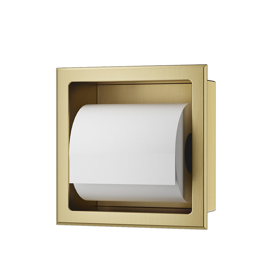 Xellanz Rocko toiletrolhouder zonder klep inbouw PVD Geborsteld messing - productfoto