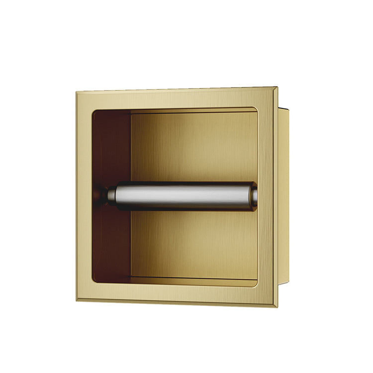 Xellanz Rocko toiletrolhouder zonder klep inbouw PVD Geborsteld messing - productfoto