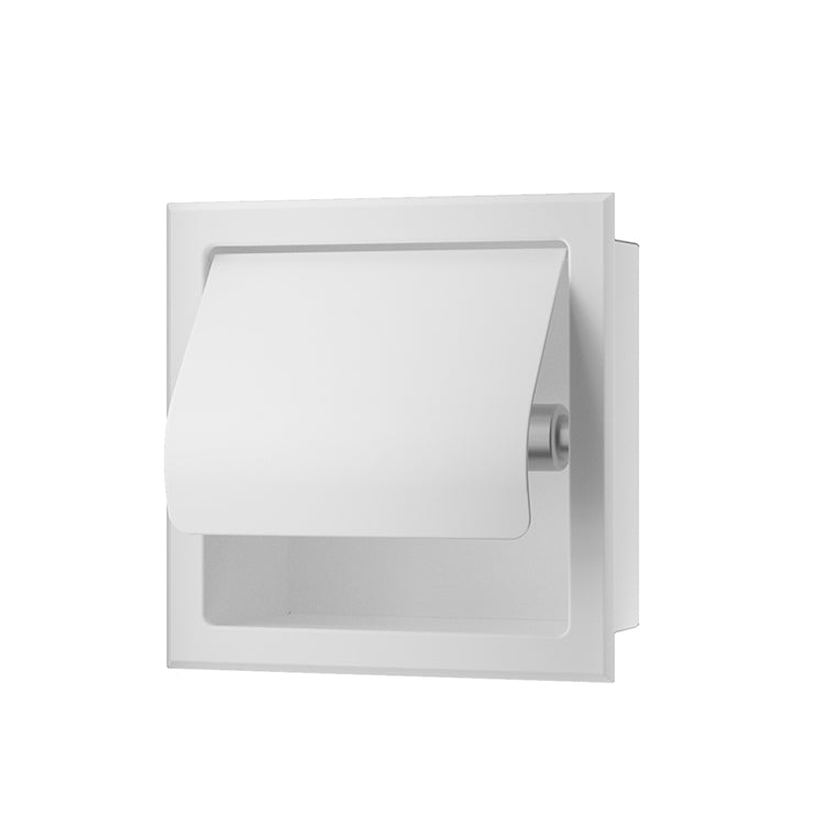 Xellanz Rocko toiletrolhouder met klep inbouw Mat wit - productfoto