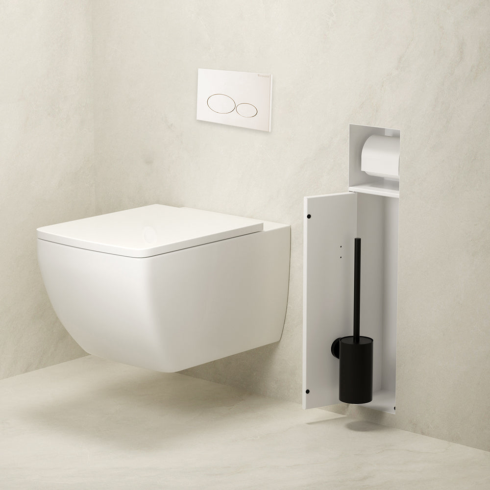 Xellanz Rocko toiletrol- en borstelhouder inbouw betegelbaar Mat wit - detailfoto