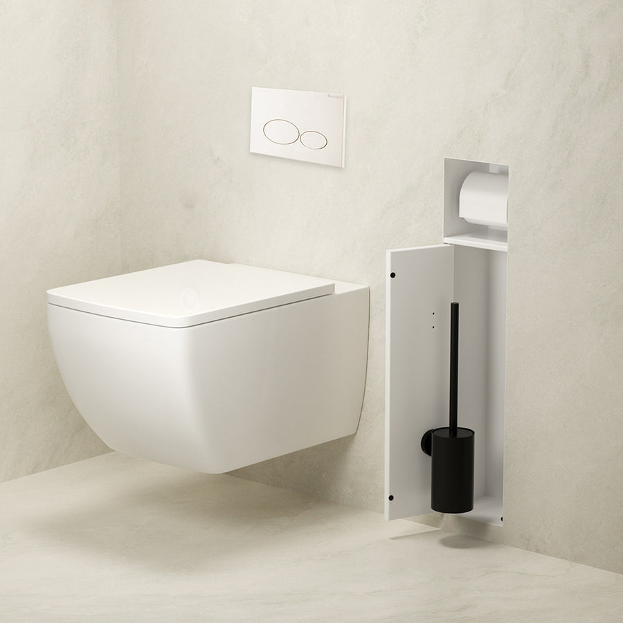 Xellanz Rocko toiletrol- en borstelhouder inbouw betegelbaar Mat wit - detailfoto