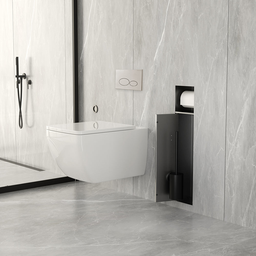 Xellanz Rocko toiletrol- en borstelhouder inbouw betegelbaar PVD Gunmetal - detailfoto