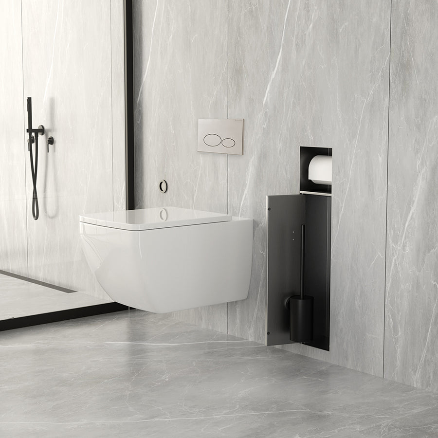 Xellanz Rocko toiletrol- en borstelhouder inbouw betegelbaar PVD Gunmetal - detailfoto