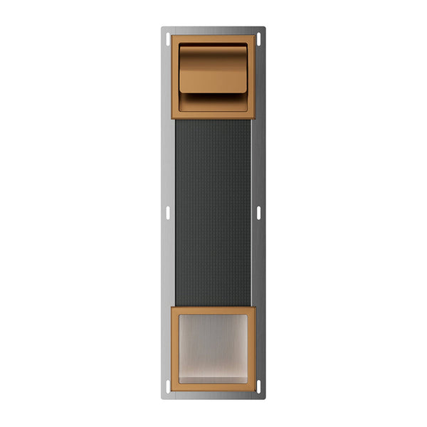 Xellanz Rocko toiletrolhouder met klep en reserverolhouder inbouw geborsteld brons koper