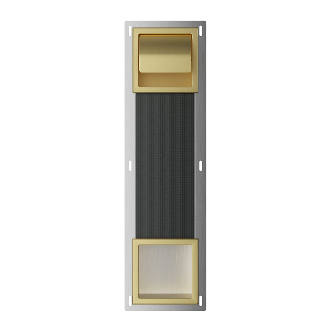 Xellanz Rocko toiletrolhouder met klep en reserverolhouder Geborsteld messing - productfoto