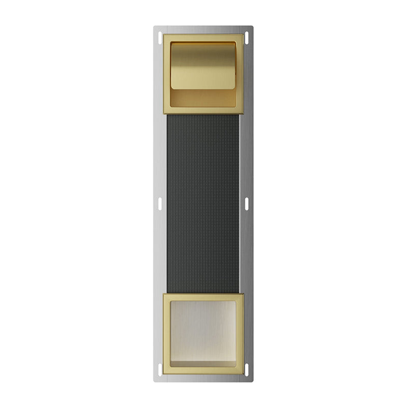 Xellanz Rocko toiletrolhouder met klep en reserverolhouder Geborsteld messing - productfoto