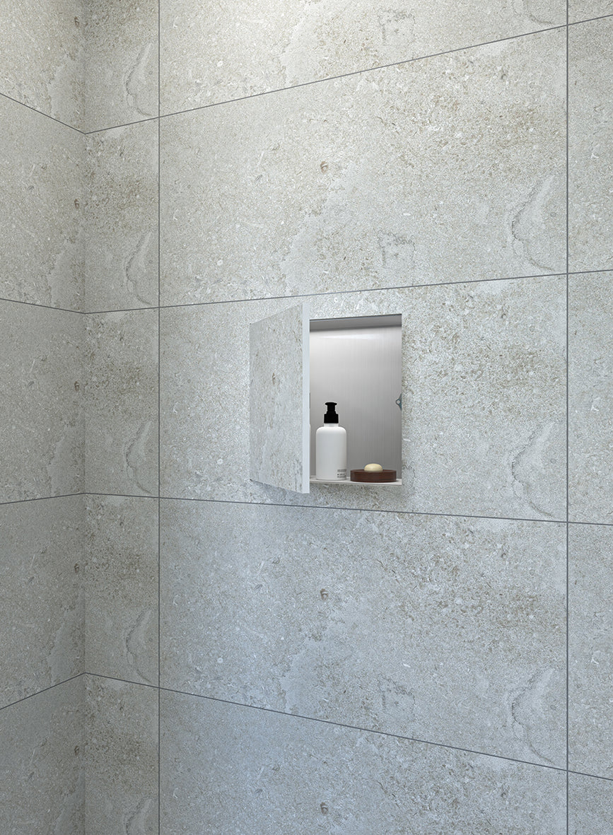 Wiesbaden Demis inbouwnis betegelbaar 30 x 30 x 14 cm RVS - detailfoto