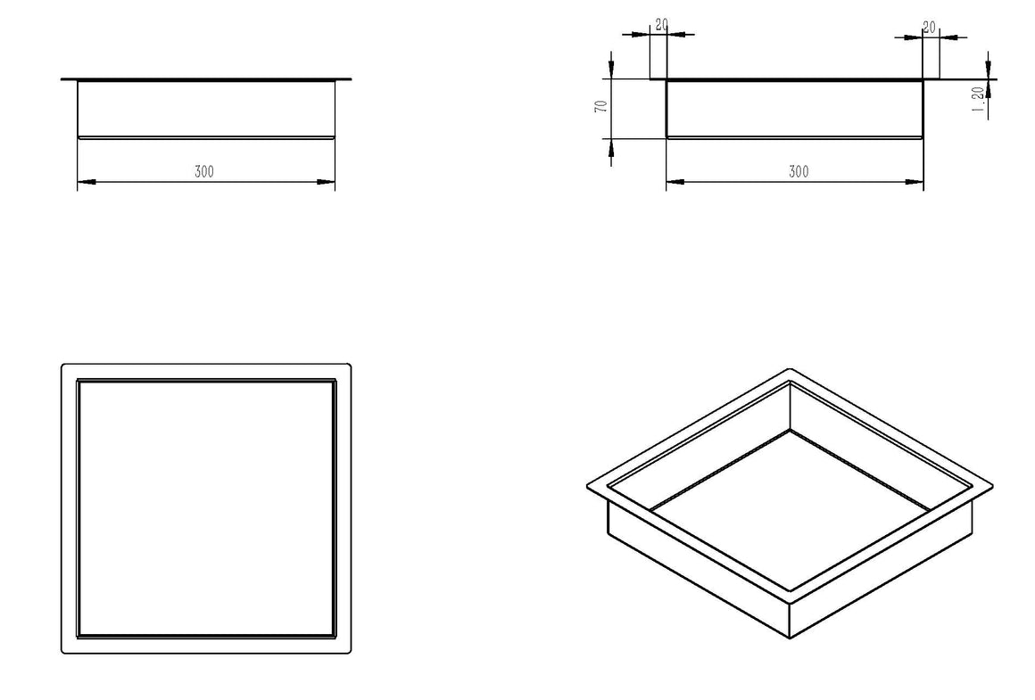 Wiesbaden Demis inbouwnis 30 x 30 x 7 cm / Mat wit - technische tekening