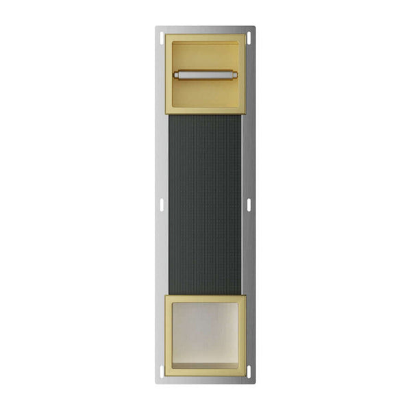 Porte-rouleau de papier toilette Rocko sans couvercle et support de rouleau de réserve encastré en laiton brossé