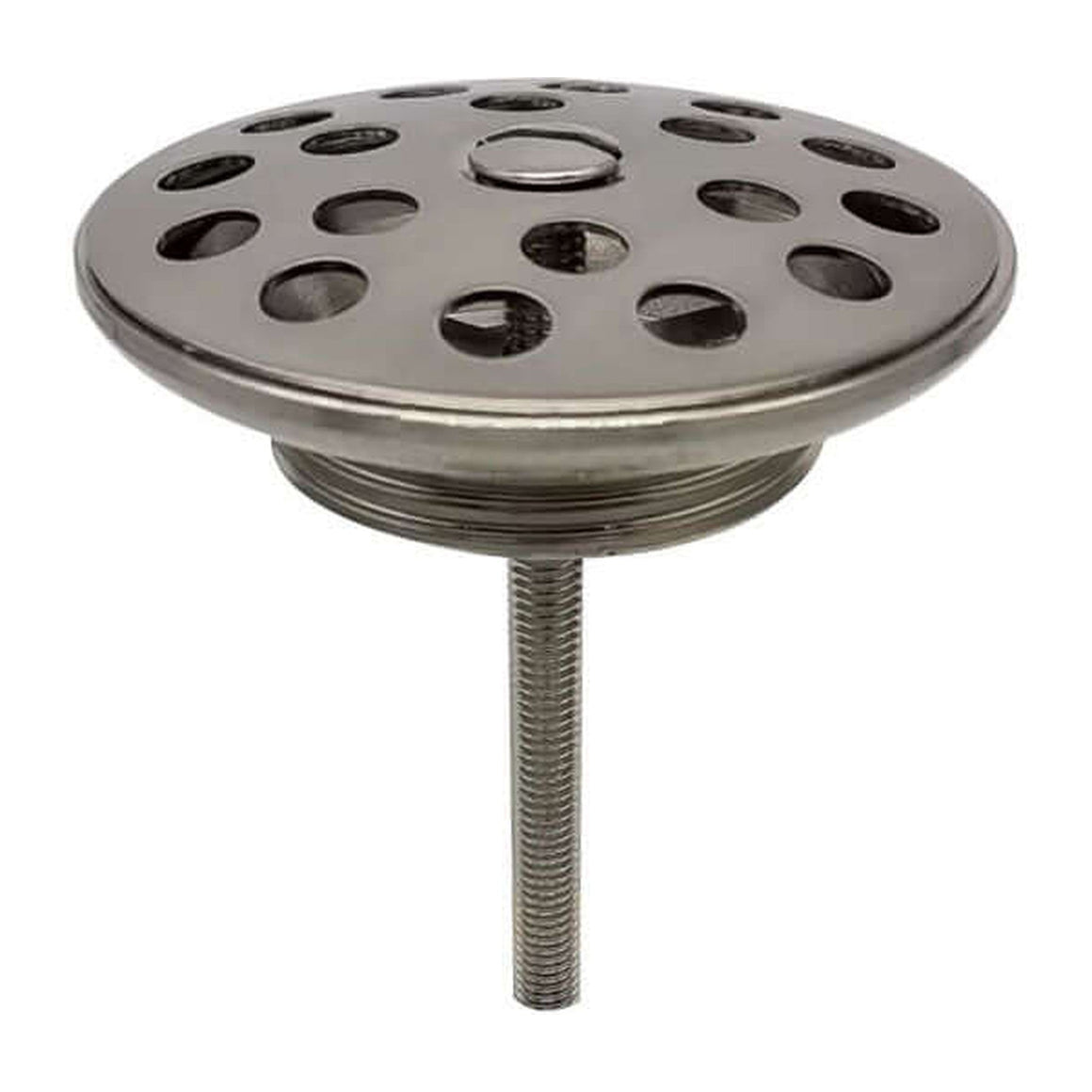 Afvoerplug van geborsteld staal met ronde perforaties en schroefdraad, luxe design 5/4".