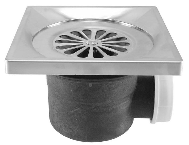Riko Luxe doucheput met zijuitlaat 14 x 14 cm RVS - productfoto
