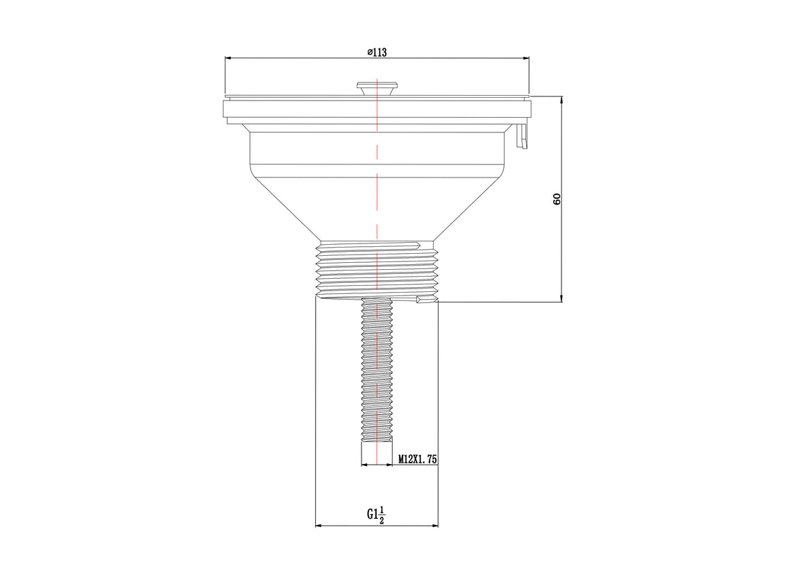 Riko korfplug met afsluitbaar rooster 6/4" - technische tekening