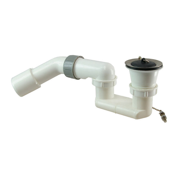Riko Douchebaksifon met plug 1 1/2" PVC wit