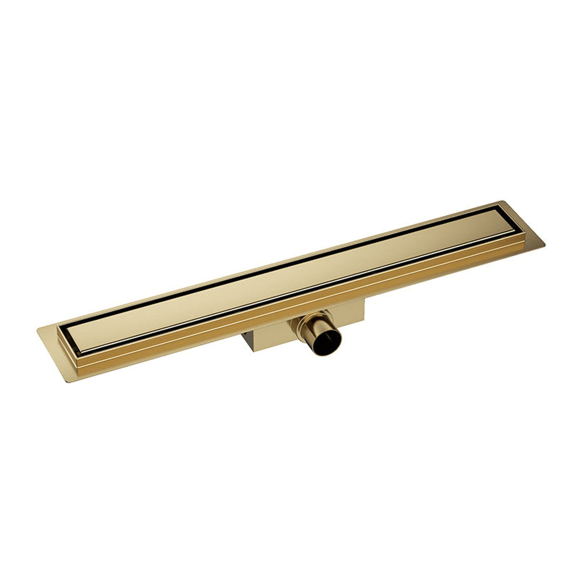 Wiesbaden douchegoot met flens en tegelrooster PVD 80 cm / Geborsteld messing - productfoto