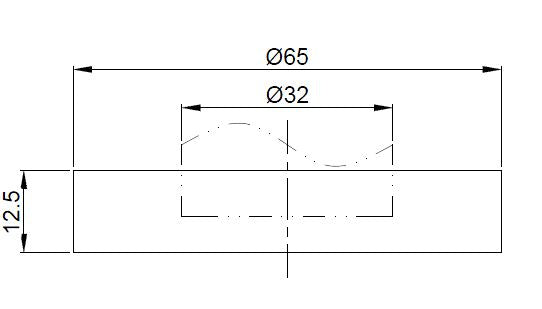 Wiesbaden UniMatch sifon rozet 32 mm x 65 mm chroom - technische tekening