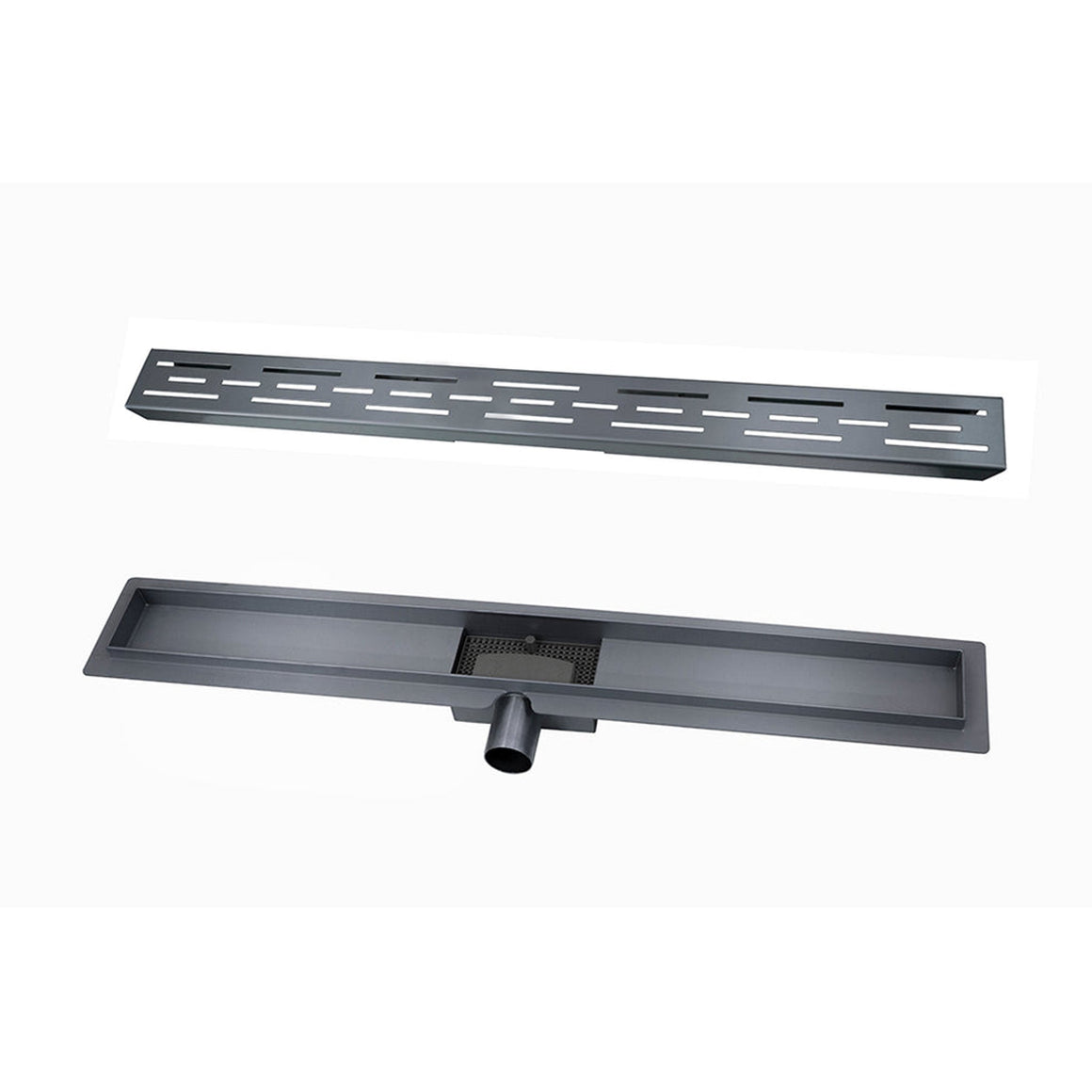 Wiesbaden douchegoot met flens en rooster PVD 80 cm / Gunmetal - productfoto