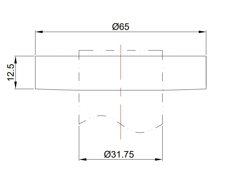 Wiesbaden UniMatch sifon rozet 32 mm x 65 mm geborsteld messing PVD - technische tekening