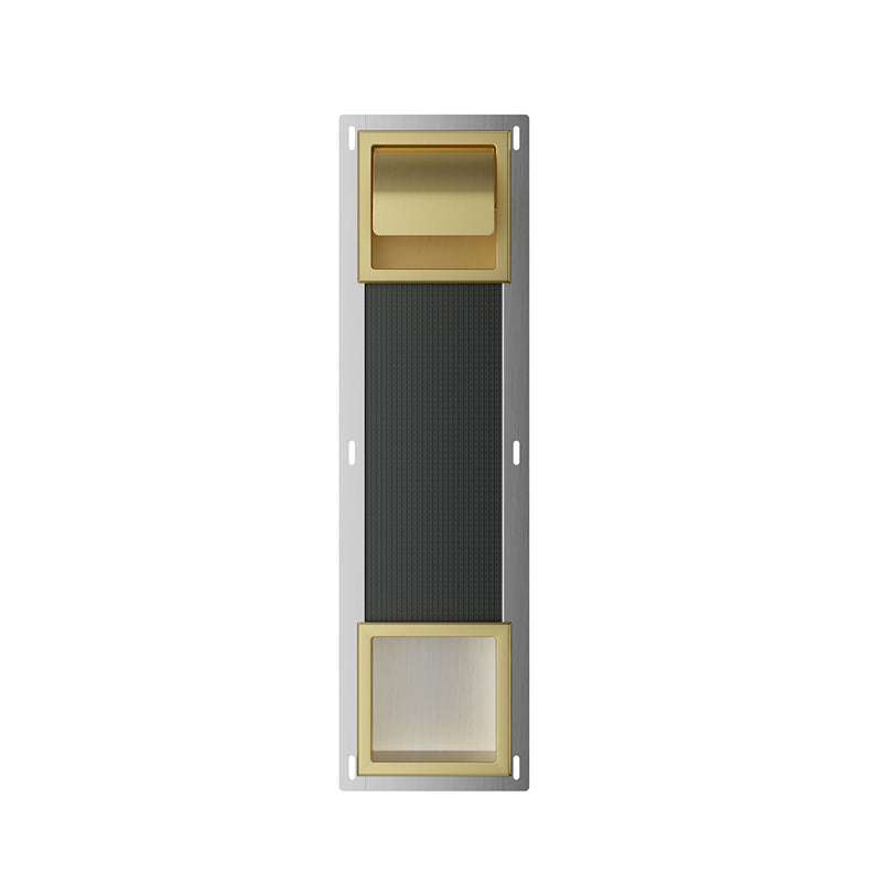 Xellanz Rocko toiletrolhouder met klep en reserverolhouder Geborsteld messing - productfoto