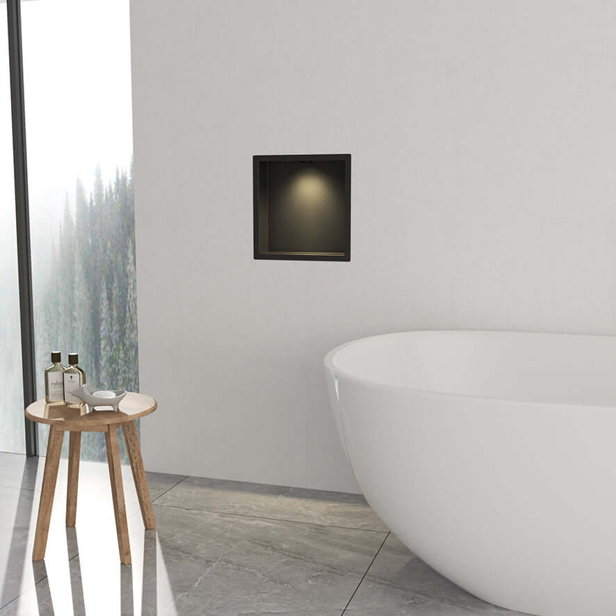 Demis Inbouwnis Wiesbaden 30X30X7Cm met LED in Mat Zwart
