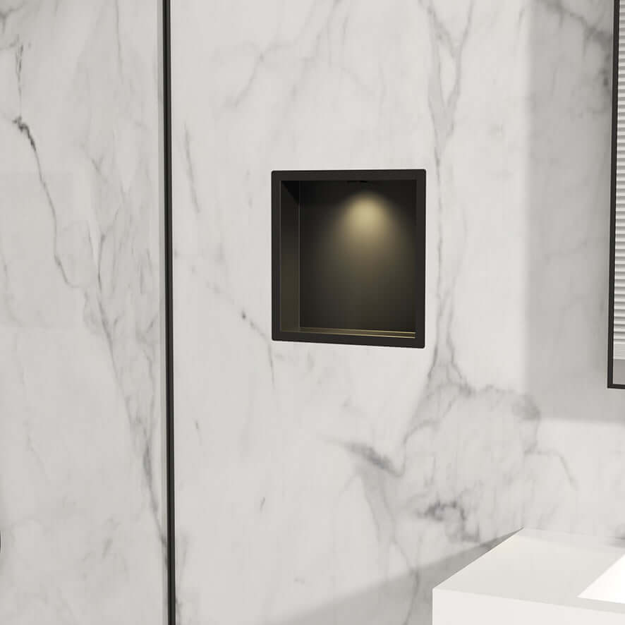 Demis Inbouwnis Wiesbaden 30X30X7Cm met LED in Mat Zwart