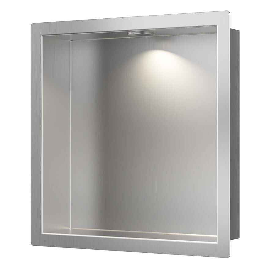 Wiesbaden Demis Inbouwnis 30x30x7 cm met LED RVS