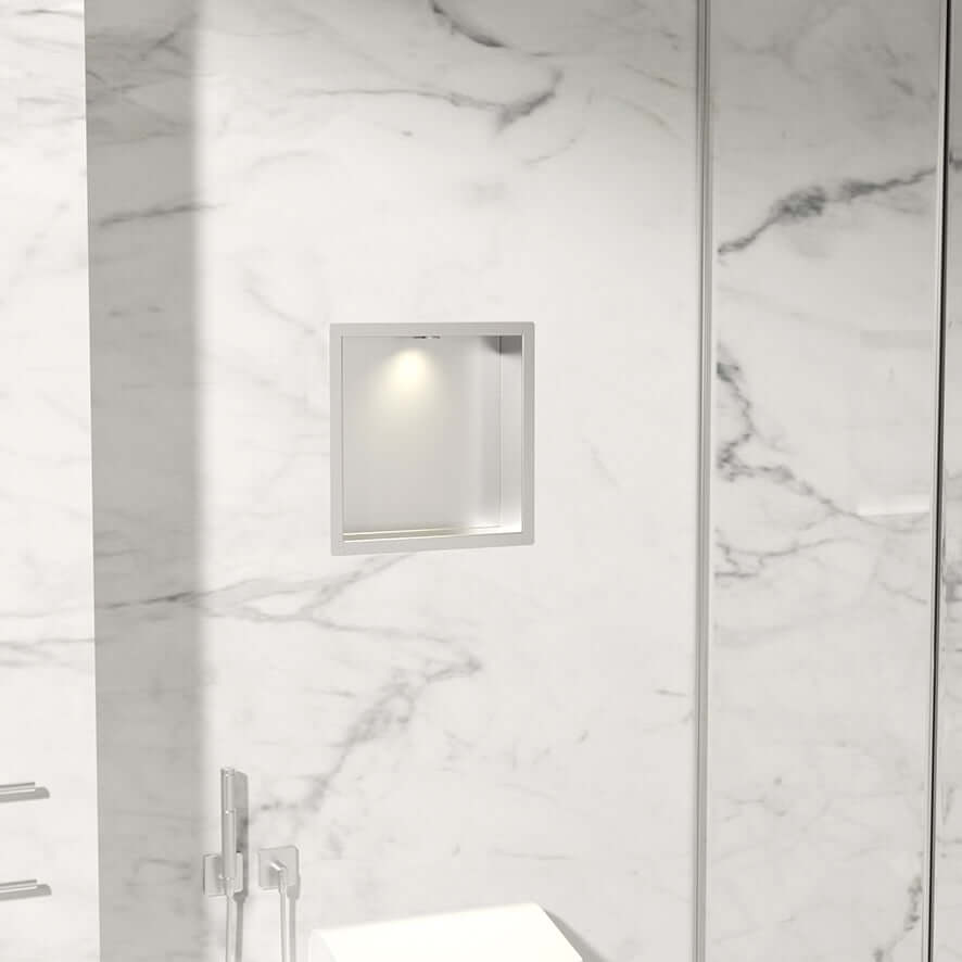 Wiesbaden Demis Inbouwnis 30x30x7 cm met LED RVS