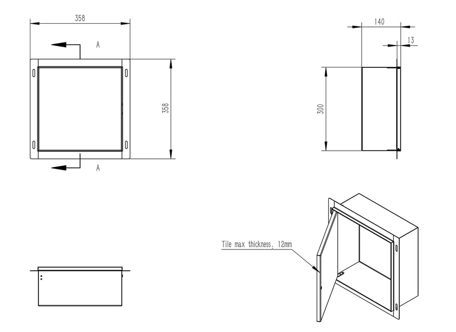 Demis Inbouwnis Wiesbaden 30X30X14Cm Betegelbaar RVS