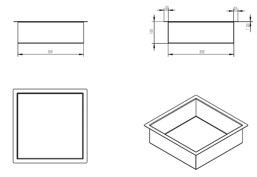 Excellence Inbouwnis Wiesbaden 30X30X10Cm in RVS Mat Wit