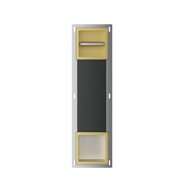 Porte-rouleau de papier toilette Rocko sans couvercle et support de rouleau de réserve encastré en laiton brossé