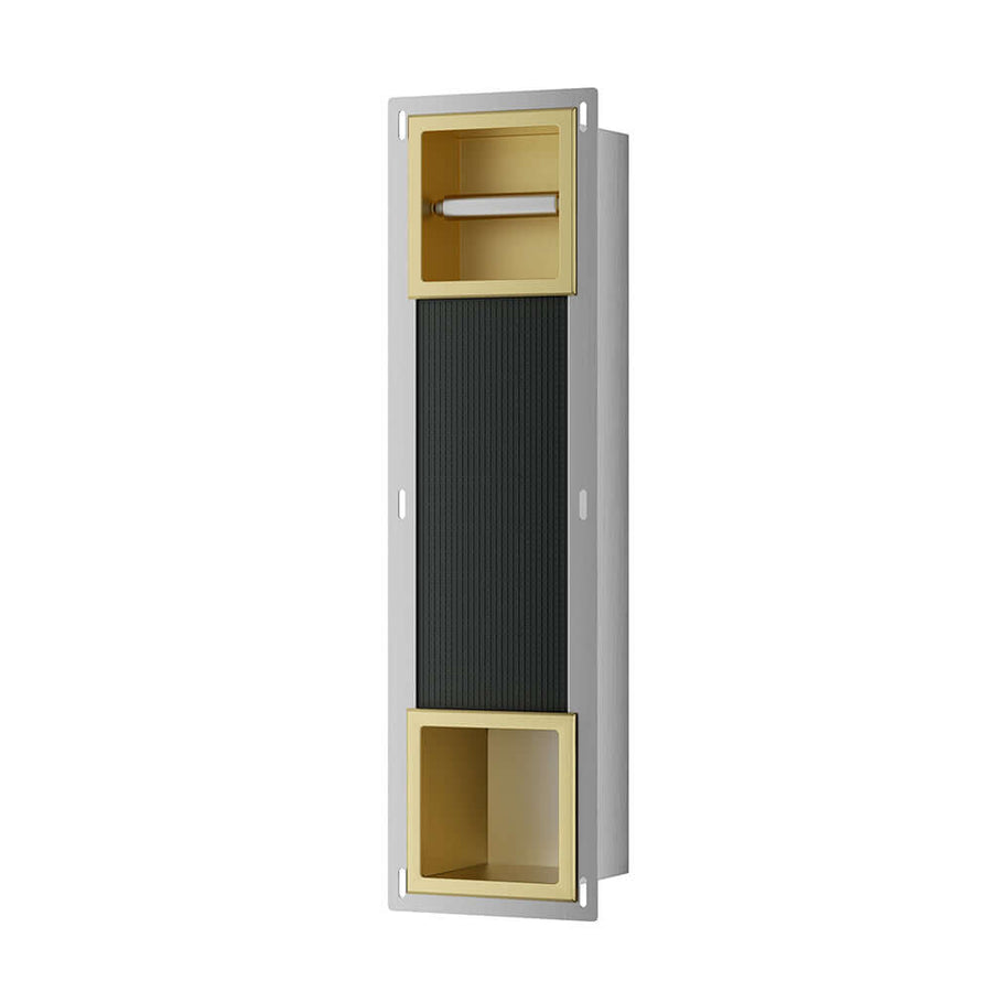 Rocko toiletrolhouder zonder klep en reserverolhouder inbouw geborsteld messing