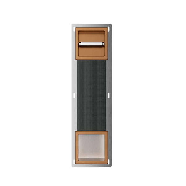 Porte-rouleau de papier toilette Rocko sans couvercle et support de réserve encastré en bronze brossé cuivre