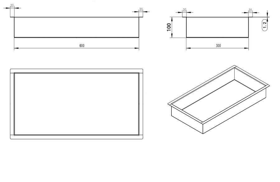 Wiesbaden Inbouwnis 30x60x10 cm Geborsteld Messing Goud