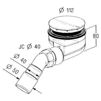 Turboflow Duschwannen-Siphon für Ablaufloch 90mm Chrom