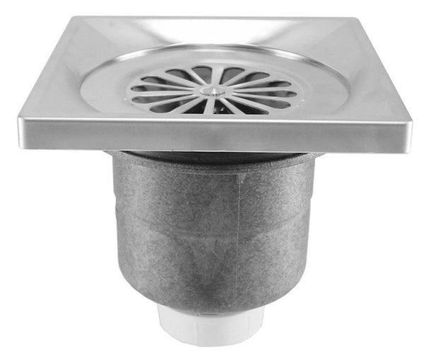 Riko Luxe bonde de douche avec sortie inférieure 14 x 14 cm inox