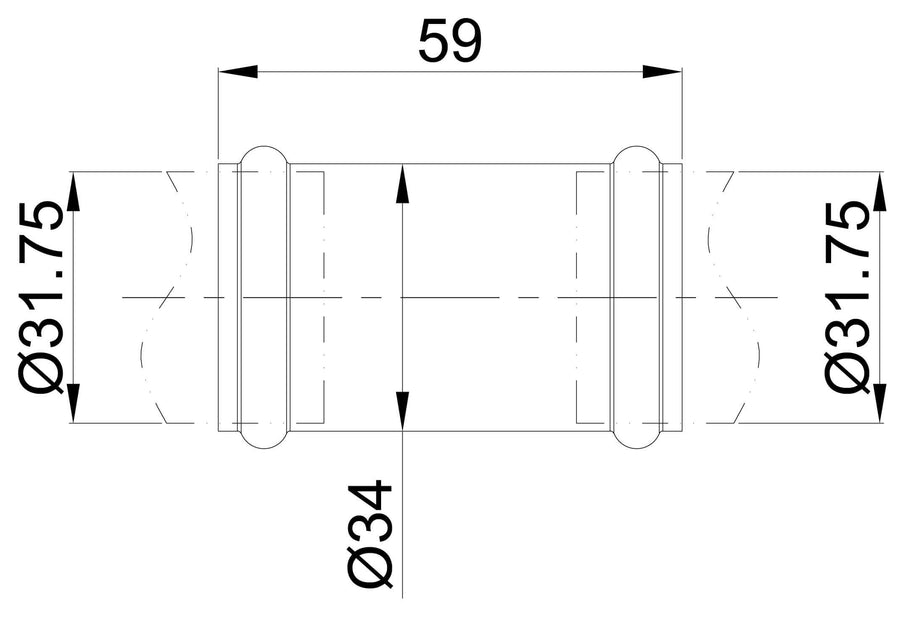 UniMatch Buisverbinder 32 mm Chrom