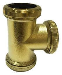 Paar T-Stück Wiesbaden 32 mm für Bodenrohr in gebürstetem Messing Gold