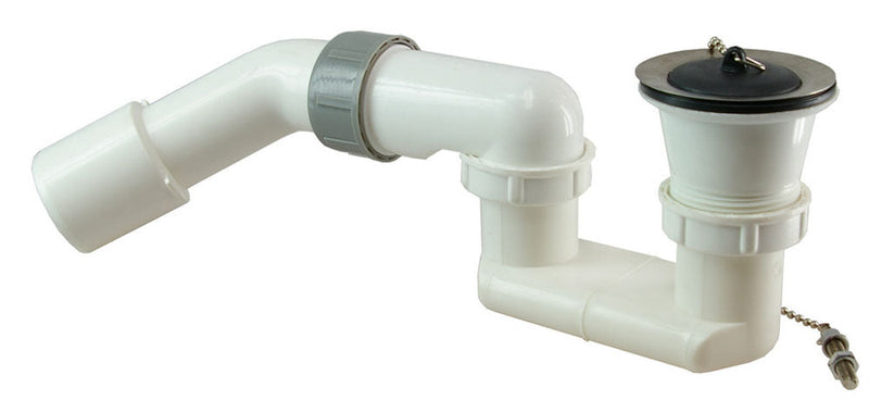 Duschwannen-Siphon mit Stopfen 1 1/2" PVC weiß