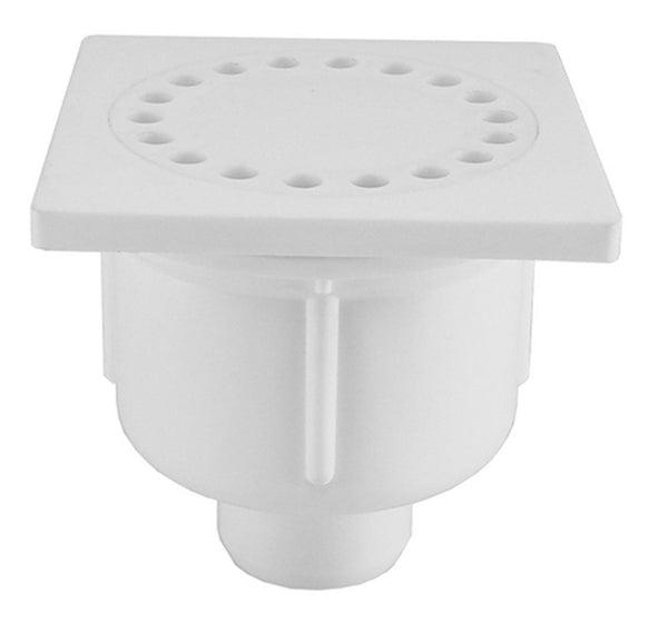 Douchebonde avec sortie inférieure en plastique 10 x 10 cm blanc
