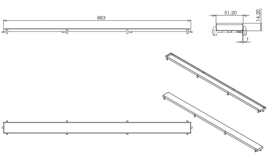 RVS Grille pour caniveau de douche Wiesbaden 90X7 Cm