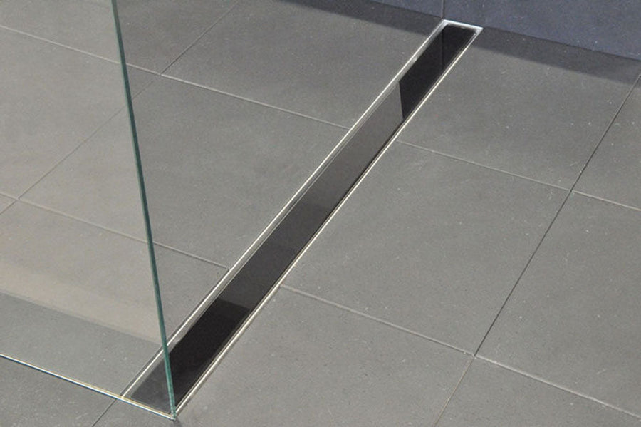 Grille en verre pour caniveau de douche 80 x 7 cm noir brillant