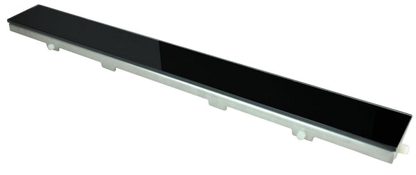Grille en verre pour caniveau de douche 90 x 7 cm noir brillant