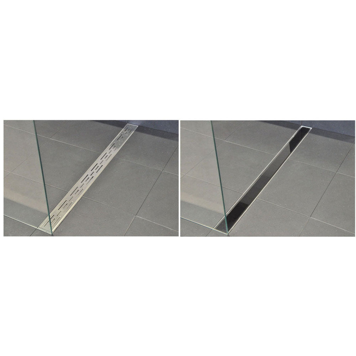 Wiesbaden glasrooster voor douchegoot 110 x 7 cm glanzend zwart