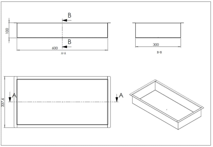 RVS Inbouwnis Wiesbaden 30X60X10 Cm