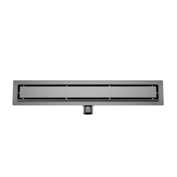 Caniveau de douche avec bride et grille de carrelage 70 x 7 cm gunmetal PVD