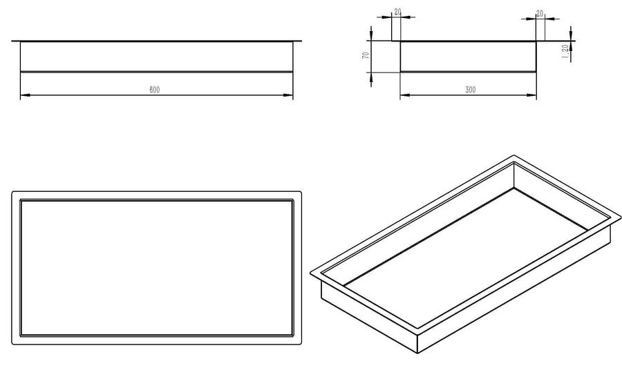 Novi Inbouwnis Wiesbaden 30X60X7Cm in Gunmetal