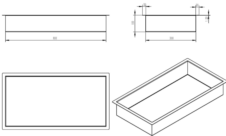 Novi Inbouwnis Wiesbaden 30X60X10Cm in Gunmetal