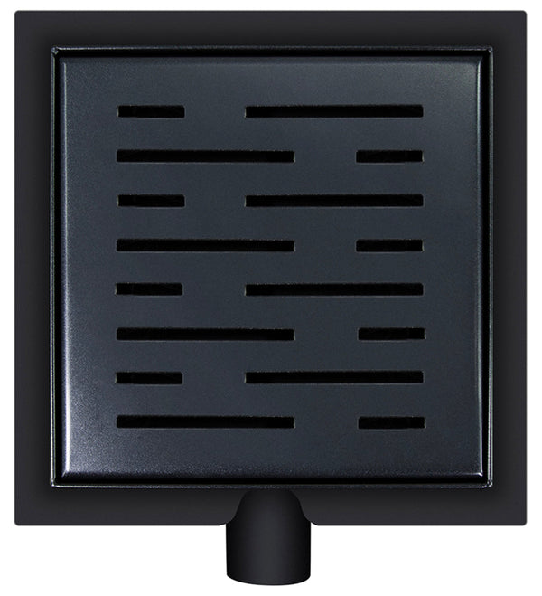 Bonde de douche avec bride et sortie latérale 20x20 cm mat noir