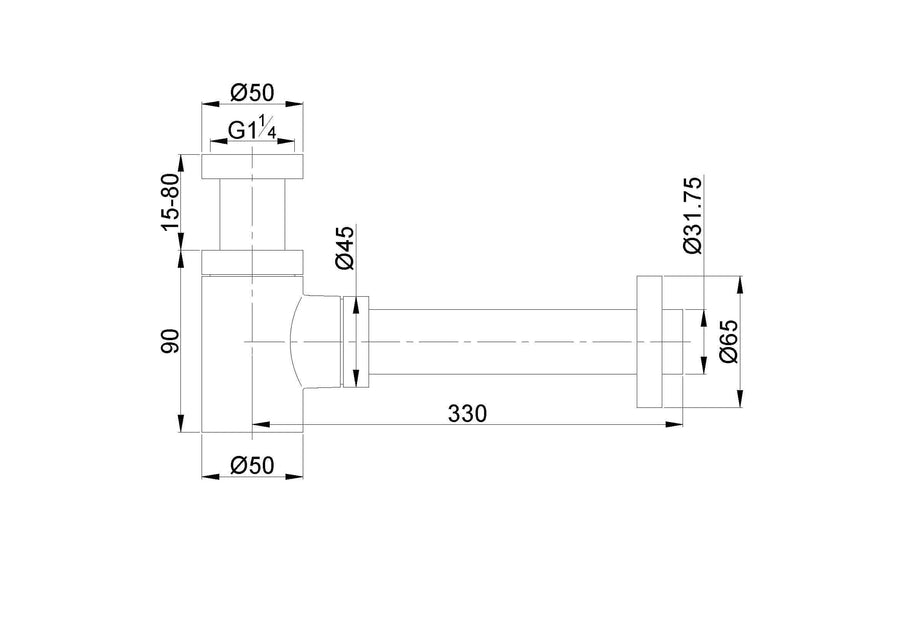 Star Luxe Siphon Bas Wiesbaden 5/4" en Mat Noir