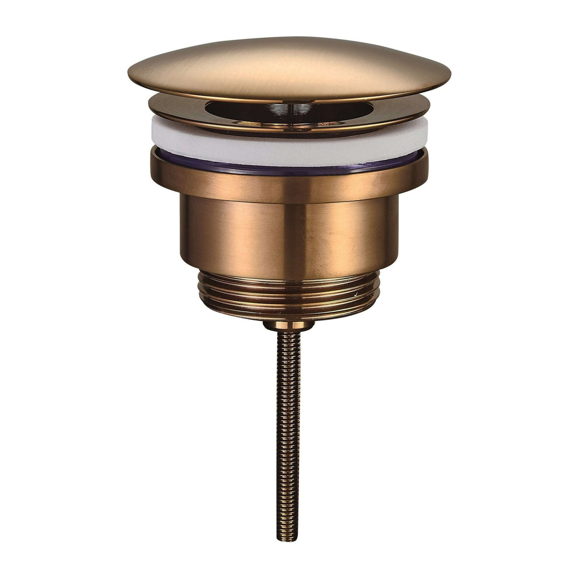 UniMatch afvoerplug 5/4'' in geborsteld brons koper voor luxe wastafels.