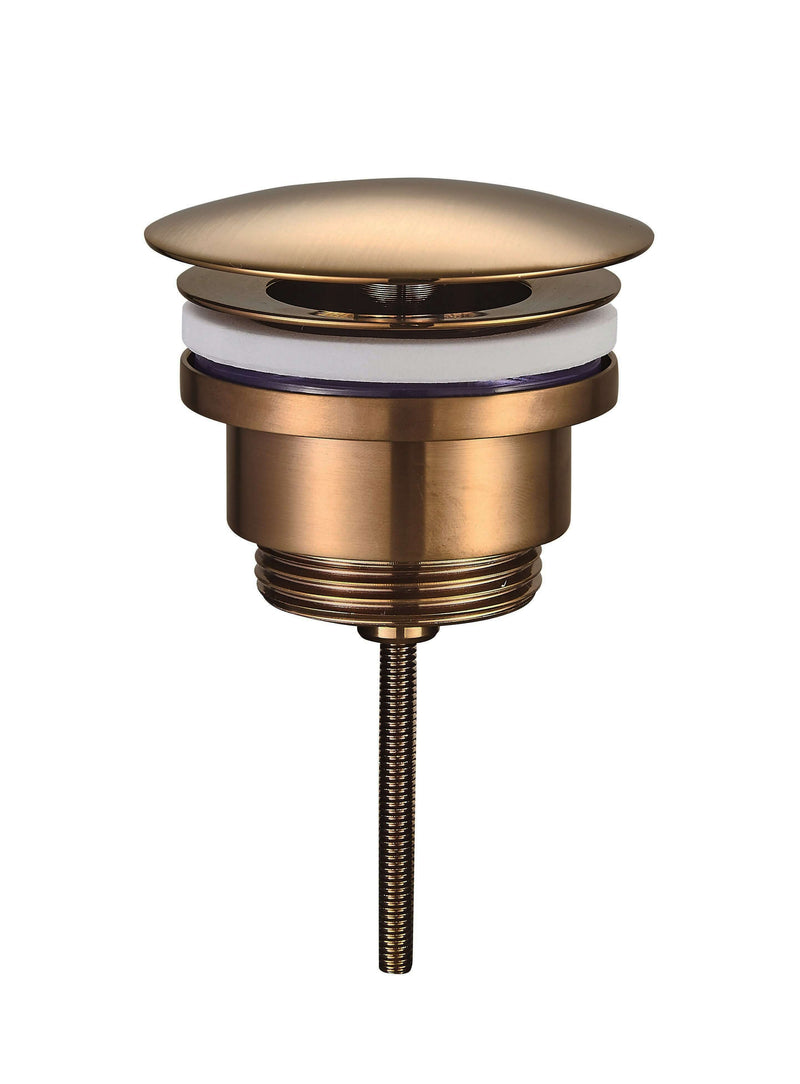 UniMatch afvoerplug 5/4'' in geborsteld brons koper voor luxe wastafels.